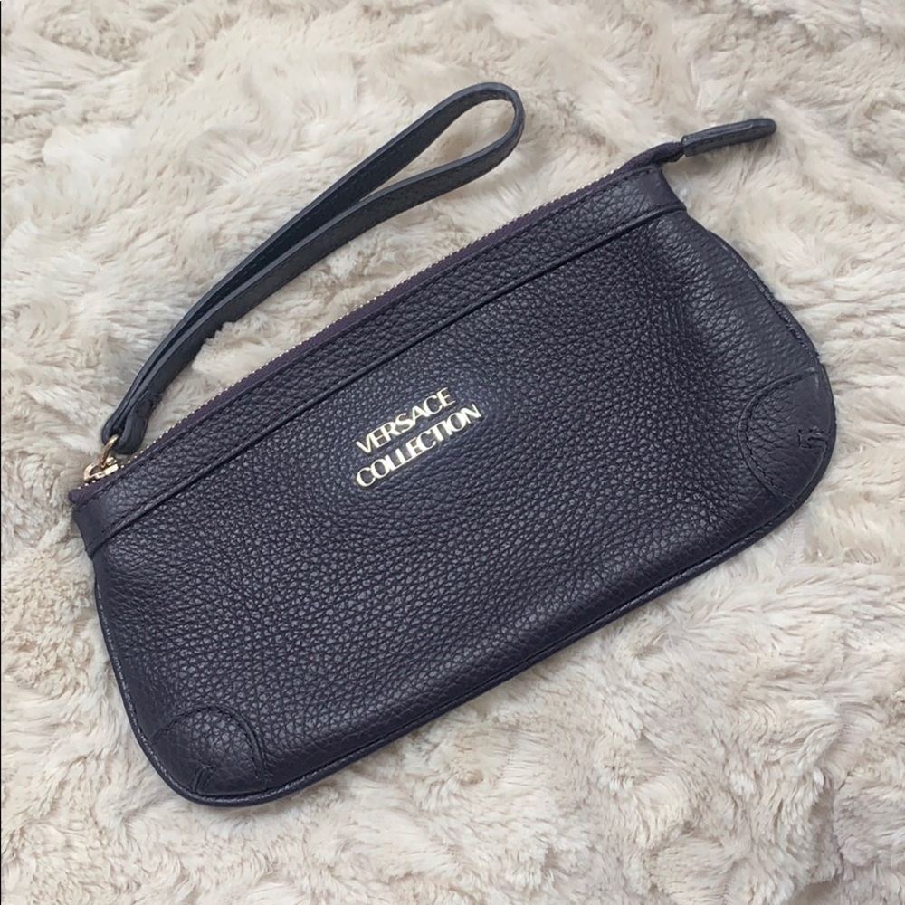 Versace Collection Plum Leather Wristlet